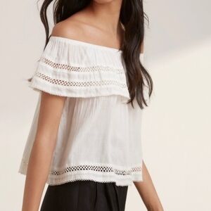 Wilfred Hollande Boho Off The Shoulder Dainty Lace Modal Blouse, Small